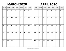 march 2020 calendar