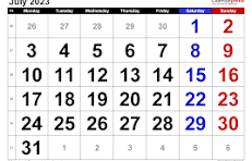 2023 july calendar