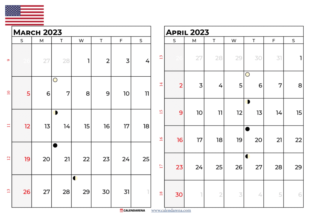 march april 2023 calendar