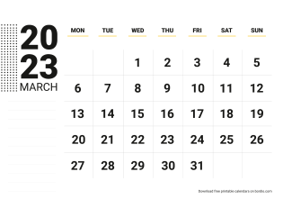 march 2023 printable calendar