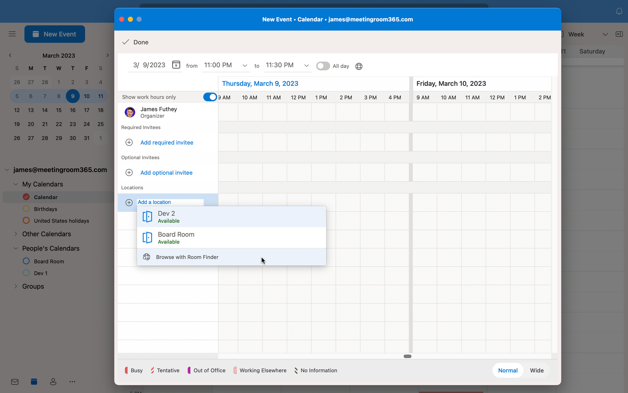 outlook schedule meeting